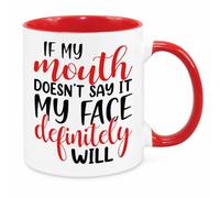 If My Mouth Doesn't Say It - Funny Novelty Gift Silly Present Mug Birthday Christmas for Mum Dad Friend Sister Brother Grandparents for Man Woman Secret Santa Work Quotes (Red)