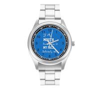 If My Mouth Doesn't Say It My Face Definitely Will Quartz Watch Stainless Steel Wrist Watches for Men Women Easy to Read