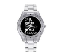 If My Mouth Doesn't Say It My Face Definitely Will Quartz Wrist Watch Stainless Steel Watches for Men Women Easy to Read