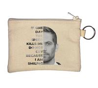 If One Day The Speed Kills Me Do Not Cry Key Chain Coin Purse Beige