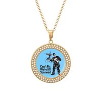 If PAPA Can't Fix It We're All Screwed Pendant Necklace Round Diamond Necklace Golden-Color Jewelry Charms for Women