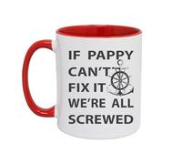 If Pappy Can’t Fix It, We’re All Screwed - Funny Two-Tone 11oz Coffee Mug for Handy Grandpa - Glossy Ceramic Cup Gift for DIY Lovers, Father’s Day, Birthday (Red)