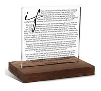 “If-” Poem by Rudyard Kipling, Inspirational Literary Quote Plaque, Motivational Gift for Men, Boys, and Graduates, 4x4 Inch Classic Acrylic Sign,HSJ90