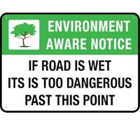 If Road Is Wet It Is Too Dangerous Past This Point Warning Metal Sign Tin Signs Aluminum Sign for Outdoors Use Yard Farm Fence Home Wall Decor 8x12 inch