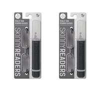 IF Skinny Readers +2.5, Ultra Slim Reading Glasses, Metallic (Pack of 2)