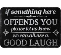 If Something Here Offends You Please Let Us Know Non Slip Absorbent Resist Dirt Doormat Entrance Rug Inside Floor Mats for Home Bedroom Kitchen Front Porch_20 x 32 Inches