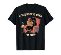 If The Book is Open I'm Busy Funny Cat Reading Graphic T-Shirt