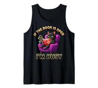If The Book is Open I'm Busy Funny Cat Reading Graphic Tank Top
