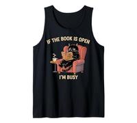 If The Book is Open I'm Busy Funny Cat Reading Graphic Tank Top