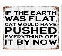 If The Earth Was Cat Would Have Pushed Everything Off It By Now Engraved Aluminum Sign Desk Name Plates Horizontal Wall Plaques Smooth Fashion Science Fiction For Baby'S First Christmas 5.5X8 Inch