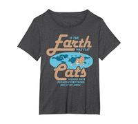 If The Earth was Flat Cats Would Have Pushed Everything Off T-Shirt, Women's Plus, Dark Heather Grey, 2X