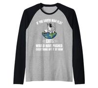 If The Earth was Flat Funny Cat Space Coffee Conspiracy Raglan Baseball Tee