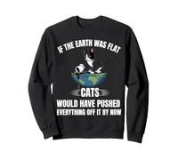 If The Earth Was Flat Funny Cat Space Coffee Conspiracy Sweatshirt