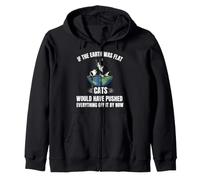 If The Earth Was Flat Funny Cat Space Coffee Conspiracy Zip Hoodie