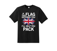 If This Flag Offends You Great Britain Flag Patriotic T-Shirt | Union Jack Flag Tshirt British Pride Tee | Funny Political Statement Top | 100% Cotton Unisex T-Shirt for Men Women Kids Black