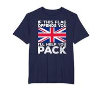 If This Flag Offends You. Great Britain Flag T-Shirt, Men's Big and Tall, Navy Blue, 2X Tall