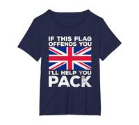 If This Flag Offends You. Great Britain Flag T-Shirt, Women's Plus, Navy Blue, 1X