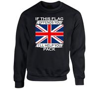 If This Flag Offends You I’ll Help You Pack Funny Union Jack Graphic Sweatshirt Novelty Jumper Gift for Men Women (Black, 7 Years)