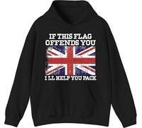 If This Flag Offends You I’ll Help You Pack Hoodie, Vintage Patriotic UK Pride Pullover, Friends gift Hoodie Black
