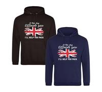 If This Flag Offends You I'll Help You Pack Hoodie, Great Britain England UK Flag Remembrance Day Adult Kids Unisex Hoodie(XL, Black)