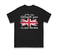 If This Flag Offends You I'll Help You Pack T-Shirt - Lest We Forget UK Remembrance Day, Anzac Day, for Men Women Unisex Tee Top (Black, M)