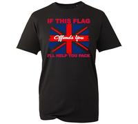 If This Flag Offends You I'll Help You Pack UTK Patriot T-Shirt - Unite The Kingdom 13 September March Style Graphic Apparel England Tops (Black, L)