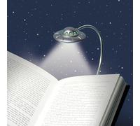 IF UFO Book Light for Reading in Bed - Dimmable LED Night Light - Fun Alien Spaceship Lamp - 3D Portable Clip-On Design, with Adjustable Brightness - 3 LEDs, Flexible Neck, AAA Batteries Included
