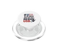 If USA Is So Great Why USB Retro Humor Coder Tech America PopSockets PopGrip for MagSafe