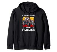 If You Ate Today Thank A Farmer Graphic Gift Farmer Zip Hoodie