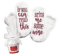 “If You Can Read This Bring Me Some Wine” Funny Socks with Cupcake Gift Packaging by Smith's® | Perfect novelty gift for woman, hostess, housewarming | “Feels like walking on a fluffy cloud”