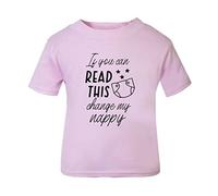 If You can Read This Change My Nappy [BBY6] Short Sleeve Cotton Toddler t Shirt, 3-4 Years, Pastel Pink