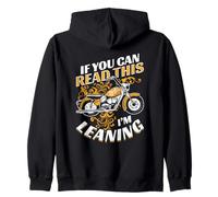 If You Can Read This Im Leaning Motorcycle Rider Zip Hoodie