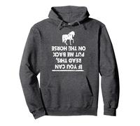 If You Can Read This Put Me Back on Horse Pullover Hoodie, Adult Unisex, Dark Heather Grey, X-Large