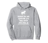 If You Can Read This Put Me Back on Horse Pullover Hoodie, Adult Unisex, Heather Grey, X-Large