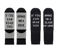 If You Can Read This Socks, Letter Embroidered Socks If You Can Read This Bring Me A Beer Glass of Wine Cotton Long Crew Socks Men Women Socks