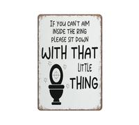 If You Can't Aim Inside The Ring Please Sit Down with That Little Thing Funny Metal Sign Poster Wall Art for Kitchen Garden Bathroom Farm Home Coffee Decor Tin Sign 8x12 Inch