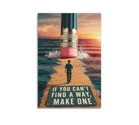 If You Cant Find A Way Make One Surreal Wall Art, Giant Pencil Path Scene Decor Canvas Print for Home Office And Teen Bedroom Artistic Wall Mural Modern Hanging Decor Poster24x36inch(60x90cm)