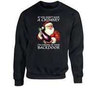 If You Don’t Have a Chimney Jumper I’m Coming in Your Backdoor Sweatshirt, Naughty Santa Xmas 2025 Gift, Unisex Top, Cheeky Holiday Party Joke (S, Black)