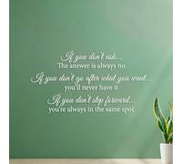 If You Don't Ask The Answer is Always No If You Don't Go After What You Want You'll Never Have It.ERGOU-R Wall Stickers Self Adhesive 40.8x78.5cm