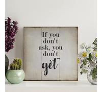 If You Don't Ask,you Don't Get Wood Sign Wooden Signs Motivational Wall Art Rustic Wall Decorations for Living Room Kitchen Wall Hanging Signs Wall Sign Home Decor 8x8in