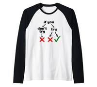 If You Don't Try Logic Diagram Motivational Flowchart Raglan Baseball Tee
