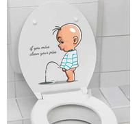 If You Miss,Clean Your Toilet Sticker-Baby Pee Pattern Self-Adhesive Toilet Lid Sticker- Funny Toilet Seat Sticker Bathroom Wall Decal -Art Sign Decor Toilet Lid and Tank Decals 11.4x11.2in