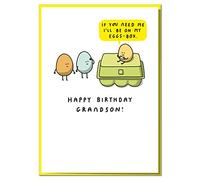 If You Need Me I'll Be On My Eggs Box. Funny Grandson Birthday Card