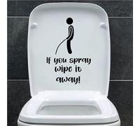 If You Spray Funny Toilet Seat Sticker Bathroom Cute Wall Decal - Bathroom Accessory - Potty Training(Black)
