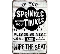 If You Sprinkle When Tinkle-Funny Bathroom Sign Metal Tin with Sayings Wall Decor Clouds Rain for Toilet Restroom Washroom Home Cave Room Plaque Poster 8x12 Inch