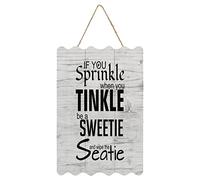 If You Sprinkle When You Tinkle Be A Sweetie And Wipe The Seatie Hanging Wood Sign with Rope Wall Decor Rustic Sign with Saying Quotes Decorative Wooden Plaque Sign for Bedroom Kitchen 8x12 Inch