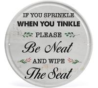 If You Sprinkle When You Tinkle Round Metal Tin Sign Rustic Metal Wreath Sign Funny Home Bathroom Toilet Country Farmhouse Restroom Wall Decor Living Room Wall Decoration 8x8 Inch