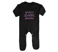 If You Think I'm a Cutie You Should See My Auntie Baby Romper Jumpsuit with feet, 0-3 Months, Black