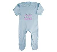 If You Think I'm a Cutie You Should See My Auntie Baby Romper Jumpsuit with feet, 0-3 Months, Pastel Blue