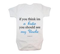 "If You Think I'm A Cutie..You Should See My Uncle" Bodysuit/Baby Grow, Baby Clothing, Rude, Cute, Funny, Baby Boy, Baby Girl, Unisex, Christmas, Baby Shower, Birthday Gifts, Presents (3-6 Months)